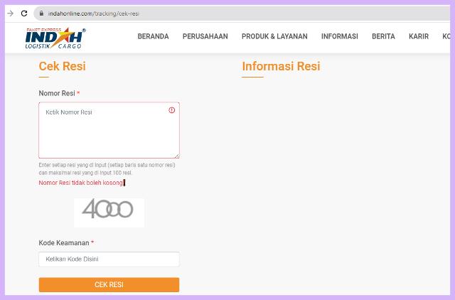 Cara Mengecek No Resi Indah Cargo