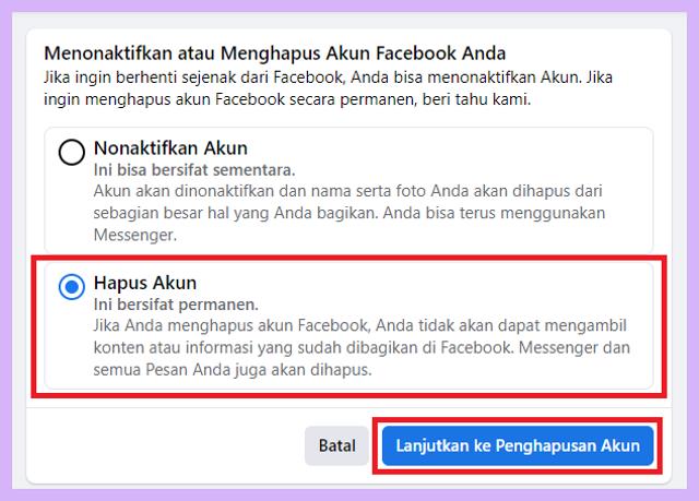 Cara Menghapus Akun Facebook