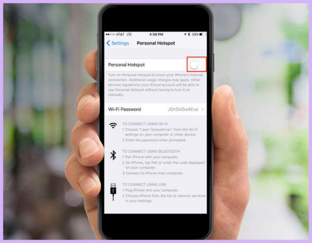 Personal hotspot iPhone hilang